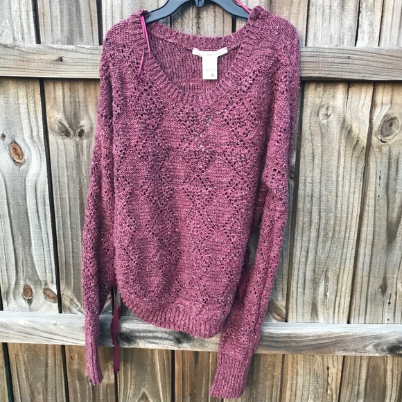American Rag Lace-Up Diamond-Stitch Sweater - Picture 4 of 5